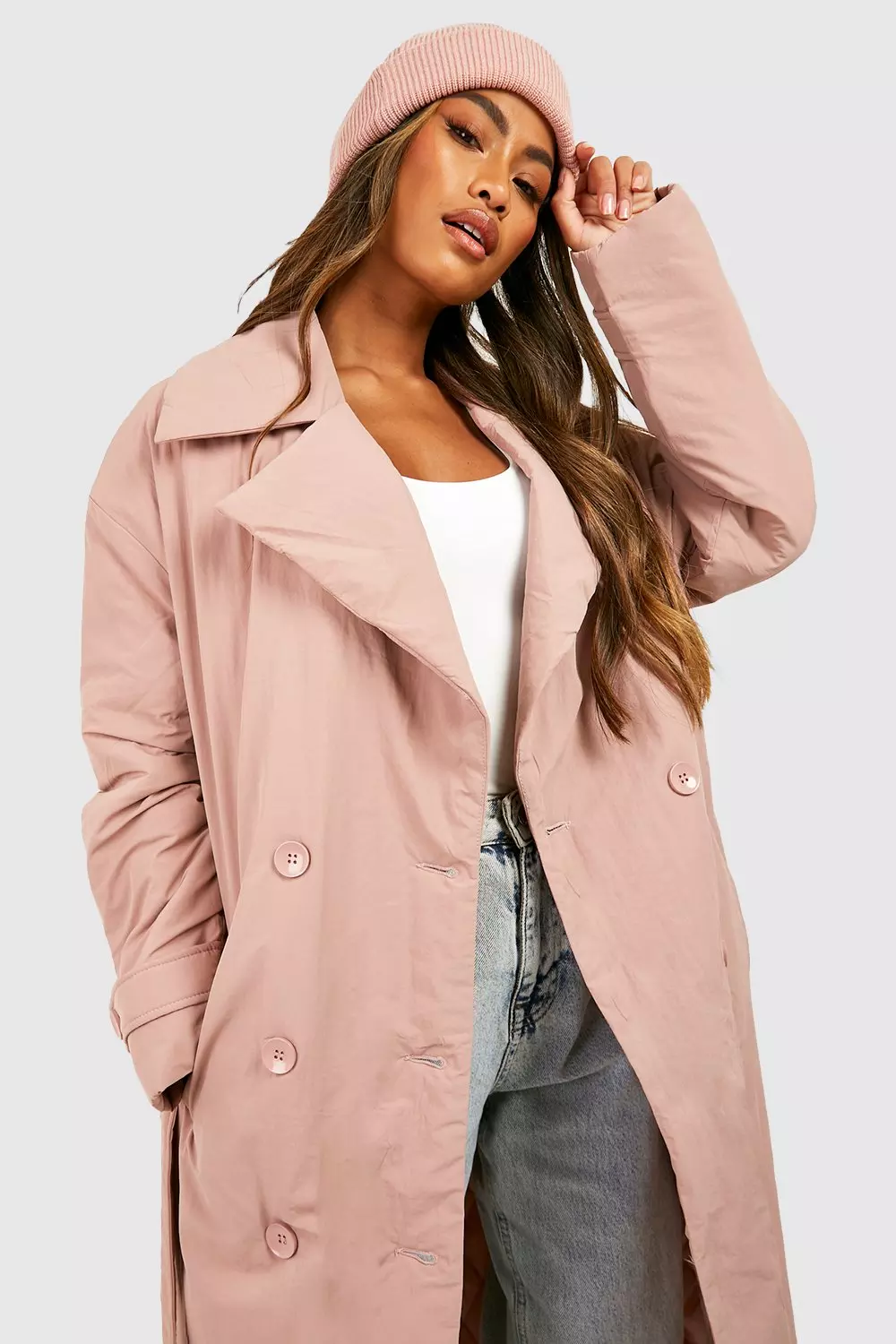 Dusky pink trench clearance coat